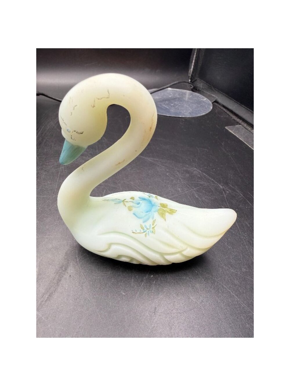 Fenton Light Blue Satin Swan Signed